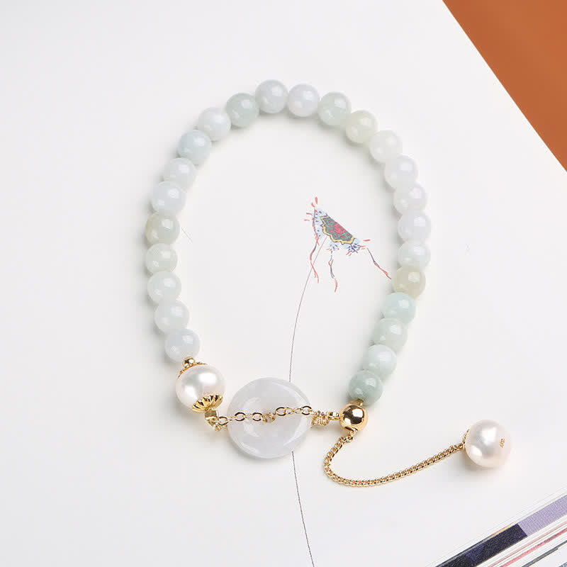 Bransoletka Buddha Stones Natural Jade Pearl Peace Buckle Prosperity Luck