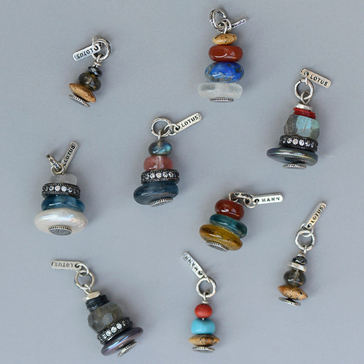 Buddha Stones Zen Cairn Labradorite Różne Kryształy Spokojny Wisiorek Naszyjnik - image 4