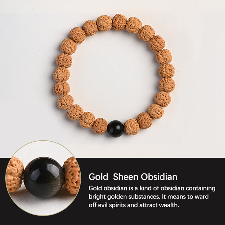 Buddha Stones Tybet Rudraksha Bodhi Seed Bransoletka Bogactwa Pomyślności