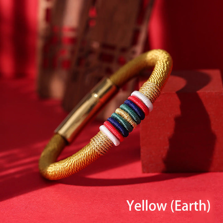 Buddha Stones Tybetańskie Ręcznie Robione Kolorowe King Kong Knot Pięć Elementów Szczęścia Bransoletka Sznurkowa