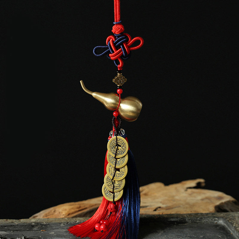 Buddha Stones Feng Shui Wu Lou Gourd Starożytne chińskie monety Bogactwo Samochód Wisząca dekoracja