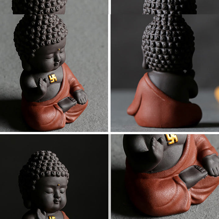 Buddha Stones Mały Budda Spokój Fioletowa Glina Dekoracja Biurka Domowego