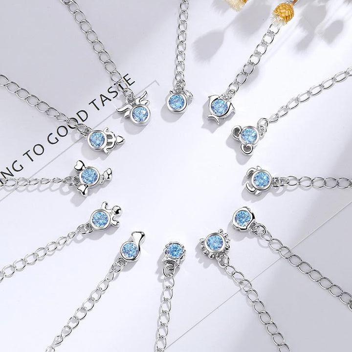 Buddha Stones 925 Miedź Posrebrzana 12 Konstelacji Zodiaku Bransoletka z Charmsami