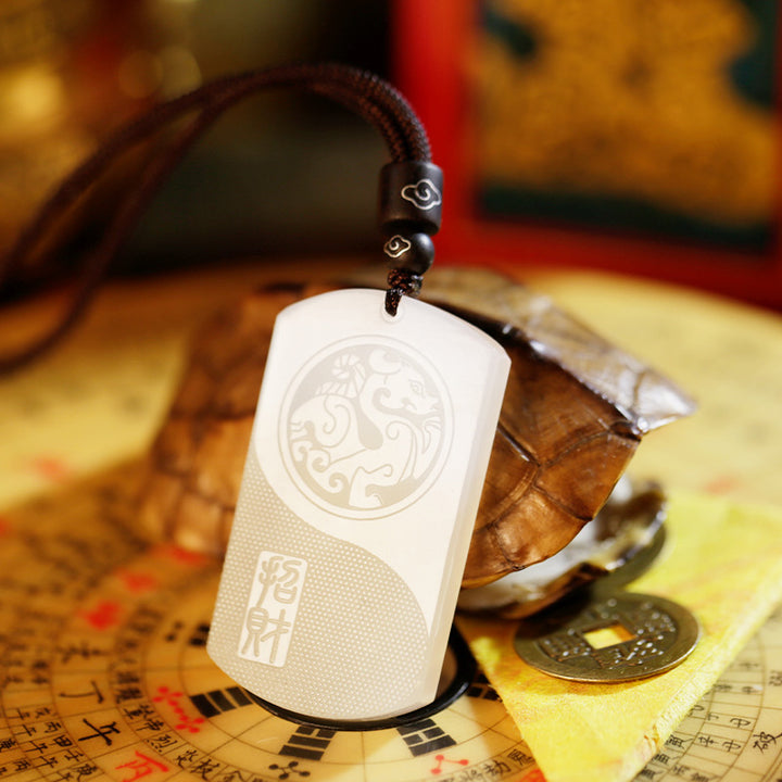 Biały Jadeit PiXiu Yin Yang Szczęście Ochrona Naszyjnik Wisiorek - image 7