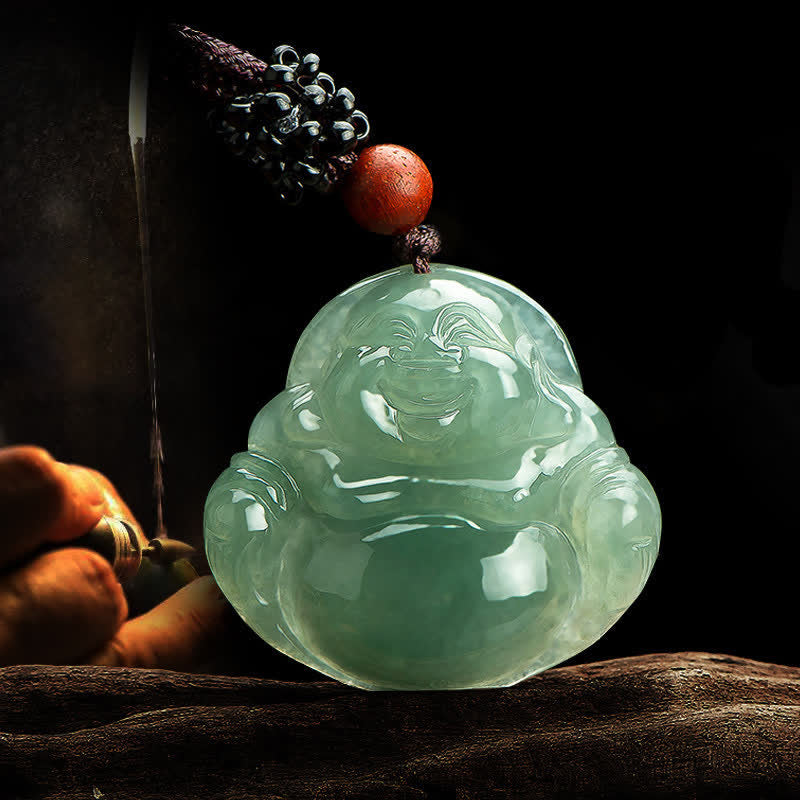 Naszyjnik z jadeitu z motywem Buddy Śmiejący się Obfitość - image 3