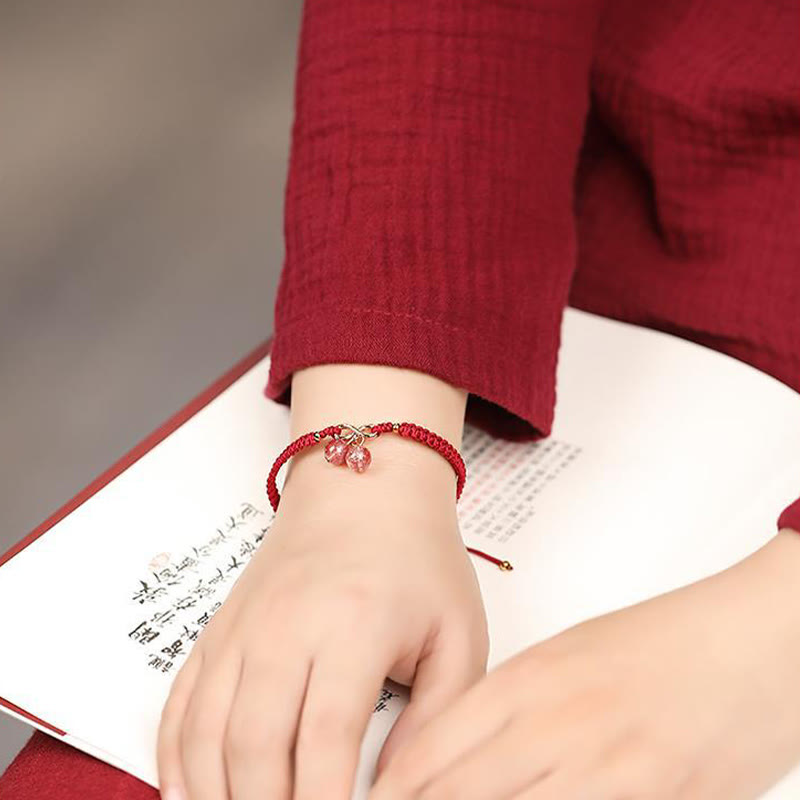 Buddha Stones Naturalny Kwarc Truskawkowy Ametyst Zielony Phantom Koralik Pozytywna Bransoletka