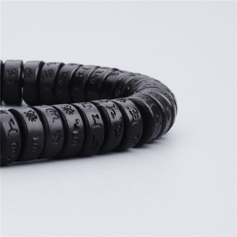 Buddha Stones Tybetańskie Koraliki Z Skorupki Kokosa Grawerowane Om Mani Padme Hum Mantra Bransoletka Szczęścia