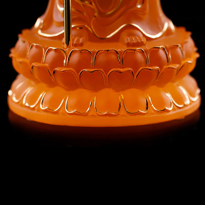 Buddha Stones ręcznie robione Ksitigarbha Bodhisattwa figurka Liuli kryształowe dzieło sztuki posąg spokoju dekoracja domu