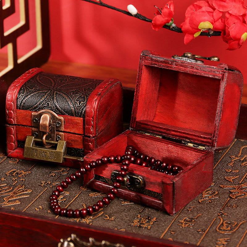 Buddha Stones Retro Małe Drewniane Pudełko Na Biżuterię Lotos Złote Winogrona Miedziana Moneta Żonkil Trawa Kwiat Pudełko Do Przechowywania Biżuterii