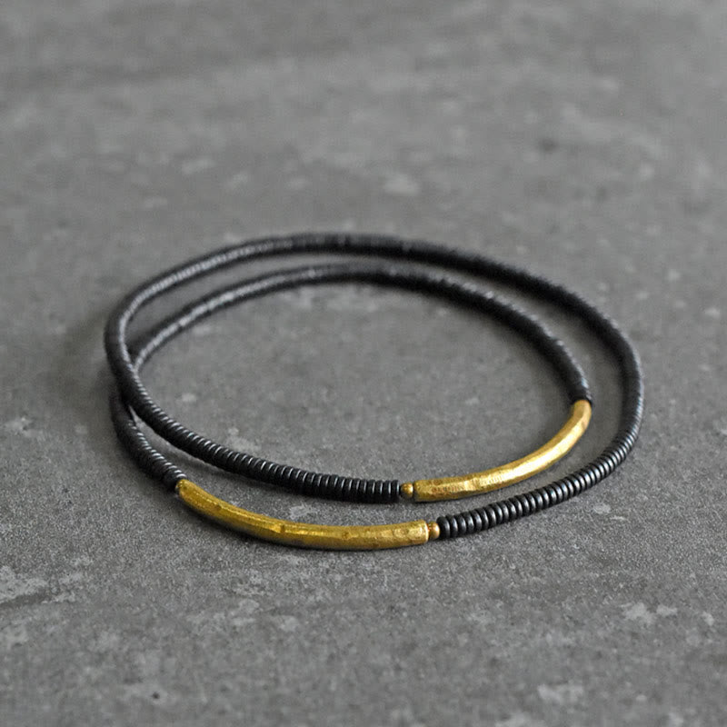 Bransoletka Buddha Stones Ebony Wood Copper Balance Multilayered