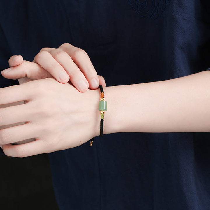 Buddha Stones Tybet Ręcznie Robione Zielony Awenturyn Czerwony Kamień Malachit Ochrona Szczęścia Bransoletka z Plecionej Linii