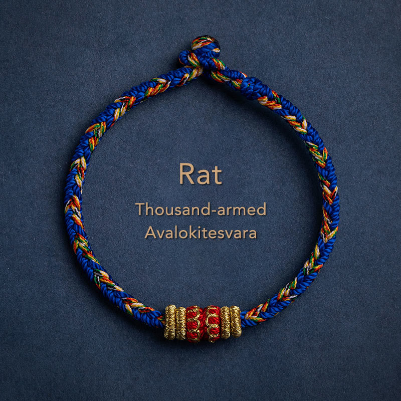 Buddha Stones Tybet Ręcznie Robione Chińskie Zodiak Natal Budda Szczęście Siła Bransoletka z Plecionego Sznurka