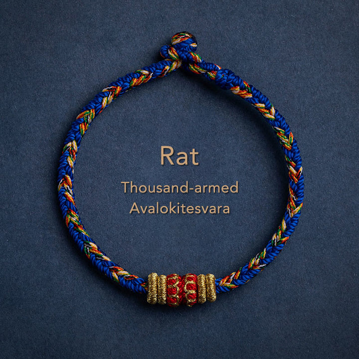 Buddha Stones Tybet Ręcznie Robione Chińskie Zodiak Natal Budda Szczęście Siła Bransoletka z Plecionego Sznurka
