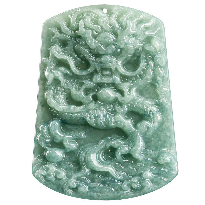 Buddha Stones Naturalny Jadeit Chiński Zodiak Smok Morze Szczęście Naszyjnik Wisiorek - image 10