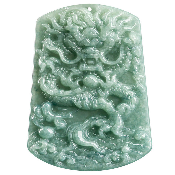 Buddha Stones Naturalny Jadeit Chiński Zodiak Smok Morze Szczęście Naszyjnik Wisiorek - image 10
