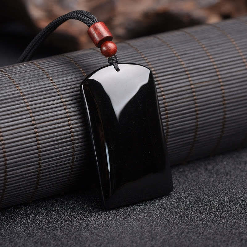 Czarny obsydianowy naszyjnik ze smokiem i feniksem, wisiorek sukcesu - image 6