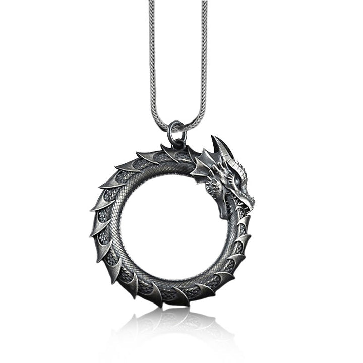 Naszyjnik Buddha Stones Czysta Cyna Smok Wąż Ochrona Wisiorek - image 2