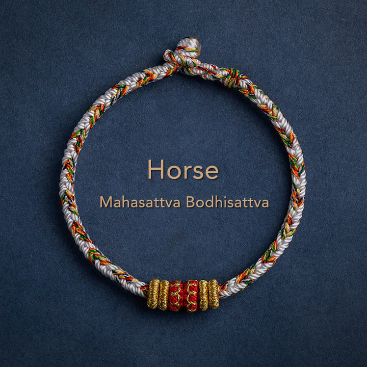 Buddha Stones Tybet Ręcznie Robione Chińskie Zodiak Natal Budda Szczęście Siła Bransoletka z Plecionego Sznurka