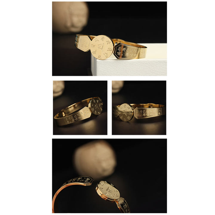 Buddha Stones Yin Yang Lotos Om Mani Padme Hum Mantra Bransoletka Harmonia ze stali tytanowej