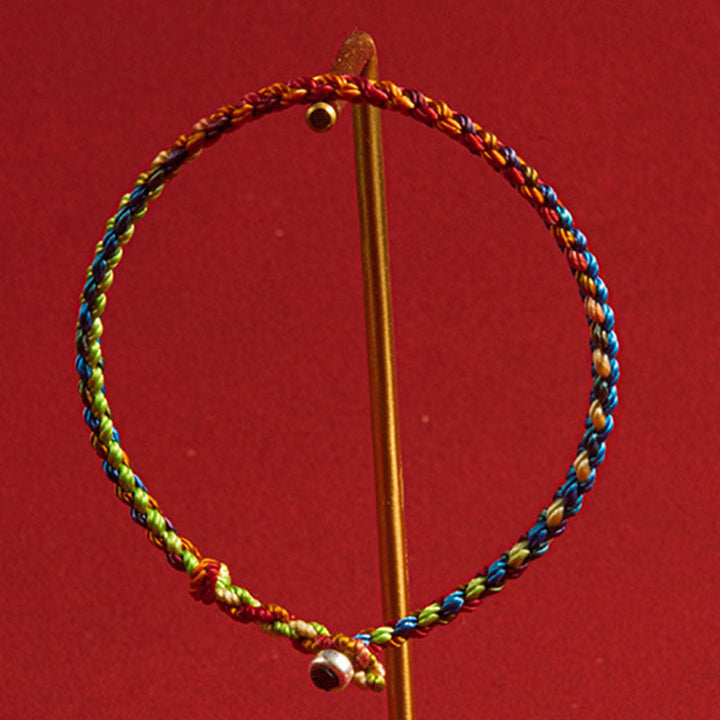 Buddha Stones „Niech będziesz błogosławiony pokojem i bezpieczeństwem przez wszystkie cztery pory roku” Bransoletka na szczęście wielokolorowa