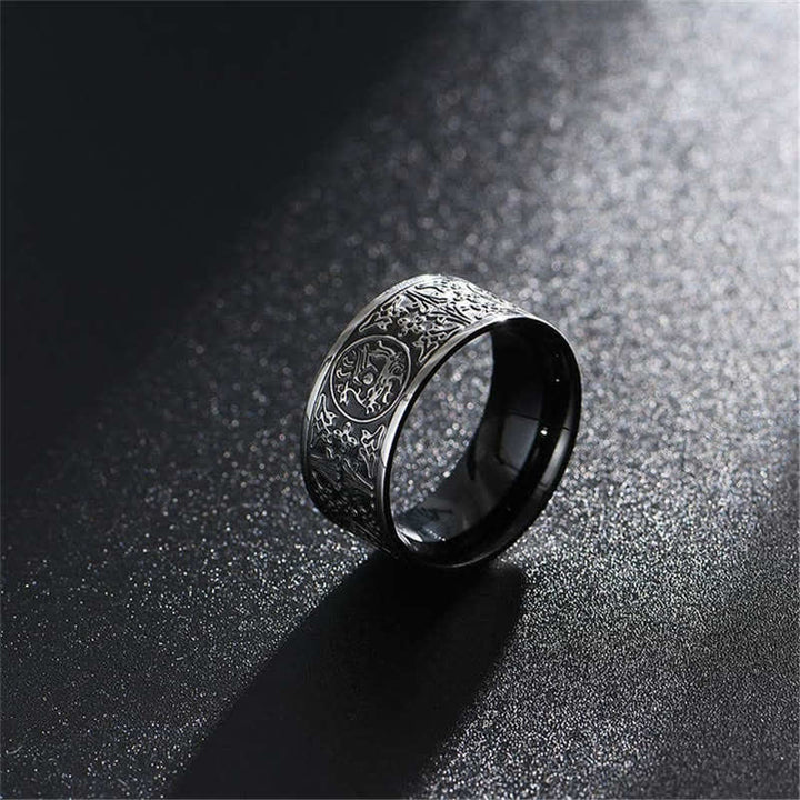 Buddha Stones Cztery Strażnicze Bestie Smok Biały Tygrys Suzaku Bazalt Rzeźbiony Pierścień Sukcesu Szczęścia