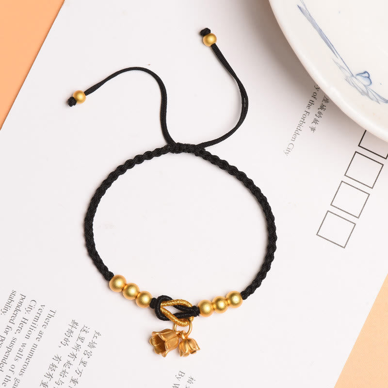 Buddha Stones Ręcznie robione Konwalia Kwiat Charm Design Szczęście Ochrona Bransoletka Pleciona