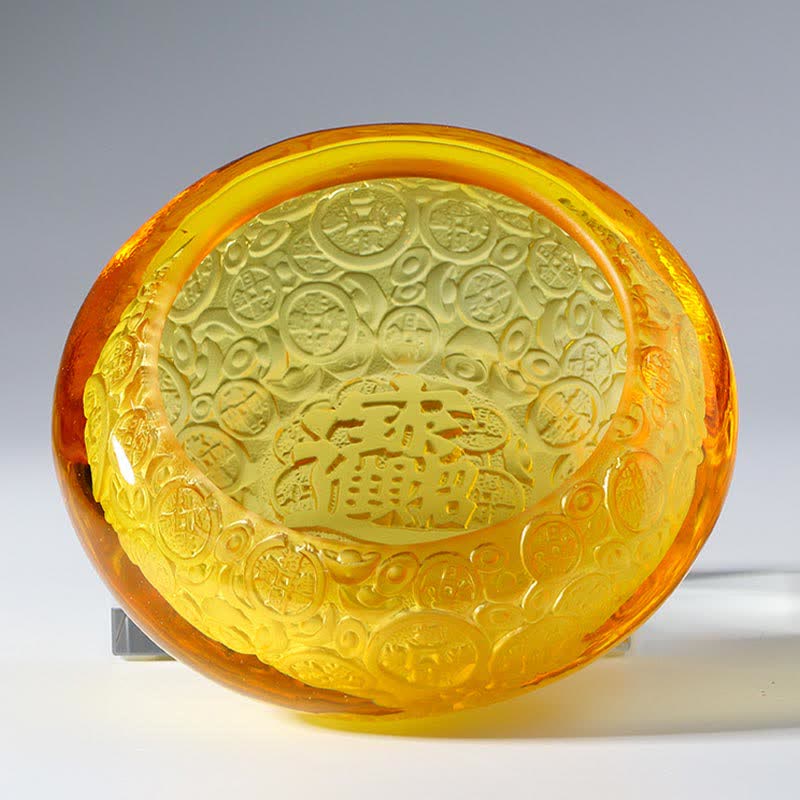 Ręcznie robione miski kryształowe Liuli Treasure Bowl Ingots Art Dekoracja domu