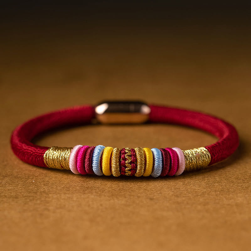 Buddha Stones Tybetańskie Ręcznie Robione King Kong Węzeł Ochrona Magnetyczna Zapięcie Bransoletka Pleciona