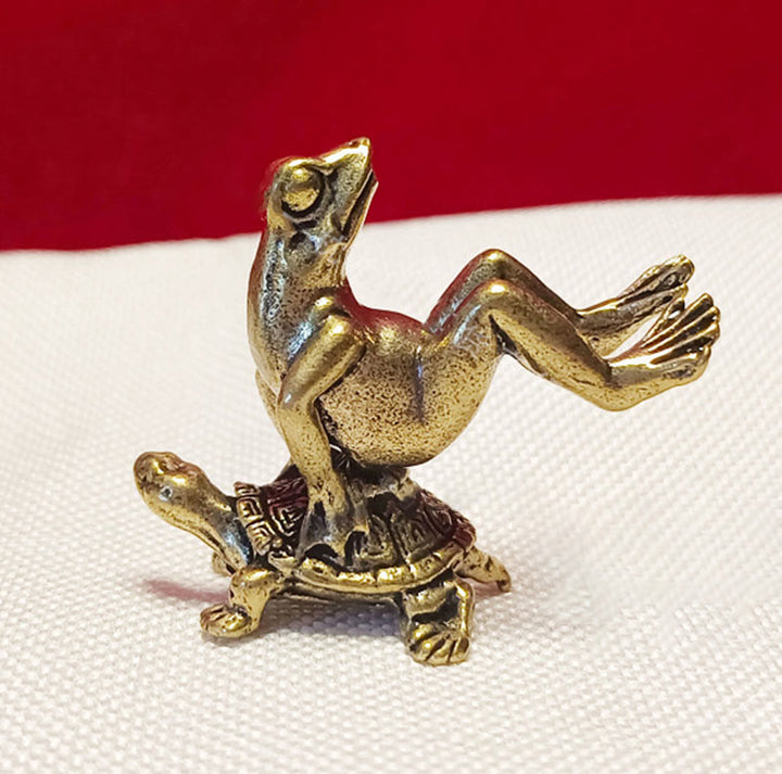 Buddha Stones Mini Mała Żaba Żółw Koi Ryba Ślimak Krab Miedź Bogactwo Dekoracja Domu