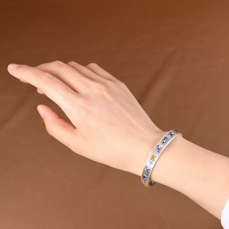 Buddha Stones 999 Srebro Sterlingowe Słoń Siła Mądrość Bransoletka Mankiet Bangle - image 7