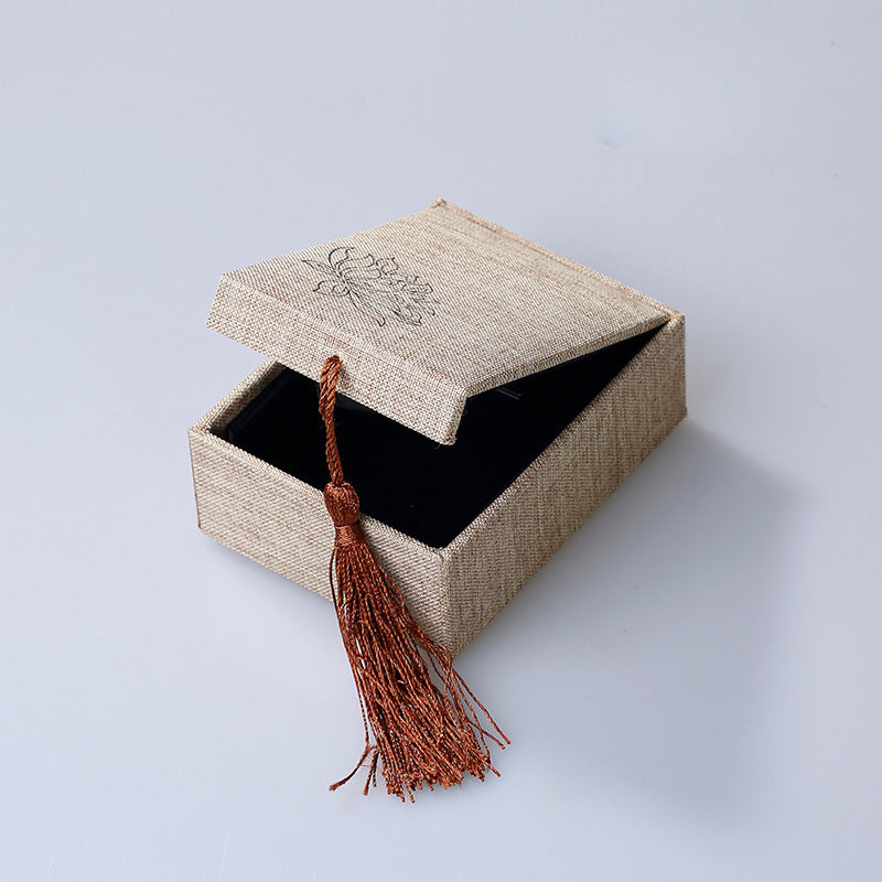 Buddha Stones Wzór Lotosu Pudełko Do Przechowywania Biżuterii Pudełko Na Prezenty Frędzle