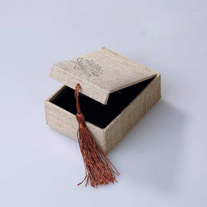 Buddha Stones Wzór Lotosu Pudełko Do Przechowywania Biżuterii Pudełko Na Prezenty Frędzle