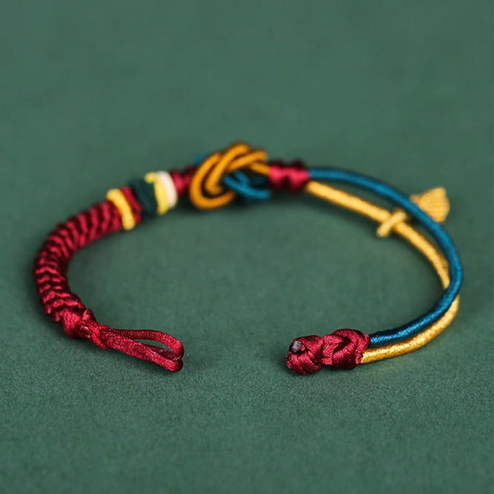 Buddha Stones Tybetańskie Ręcznie Robione Mandala Węzeł Liść Szczęścia Bransoletka Lina