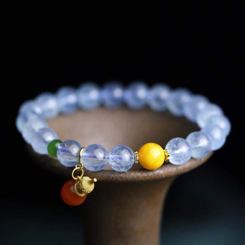 Bransoletka z akwamarynowo-czerwonym agatem Peace Gourd Charm