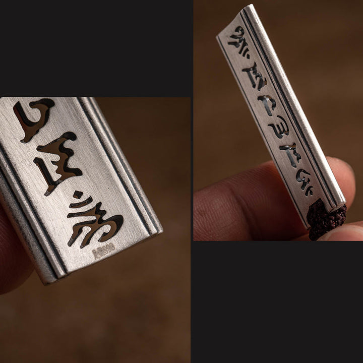 Buddha Stones 999 Srebro Sterlingowe Om Mani Padme Hum Grawerowany Naszyjnik Mądrości Lotosu Wisiorek - image 4