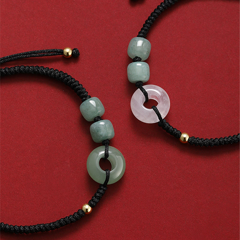 Buddha Stones 2 szt. Zielony awenturyn biały jadeit klamra pokoju szczęście pleciona bransoletka dla par