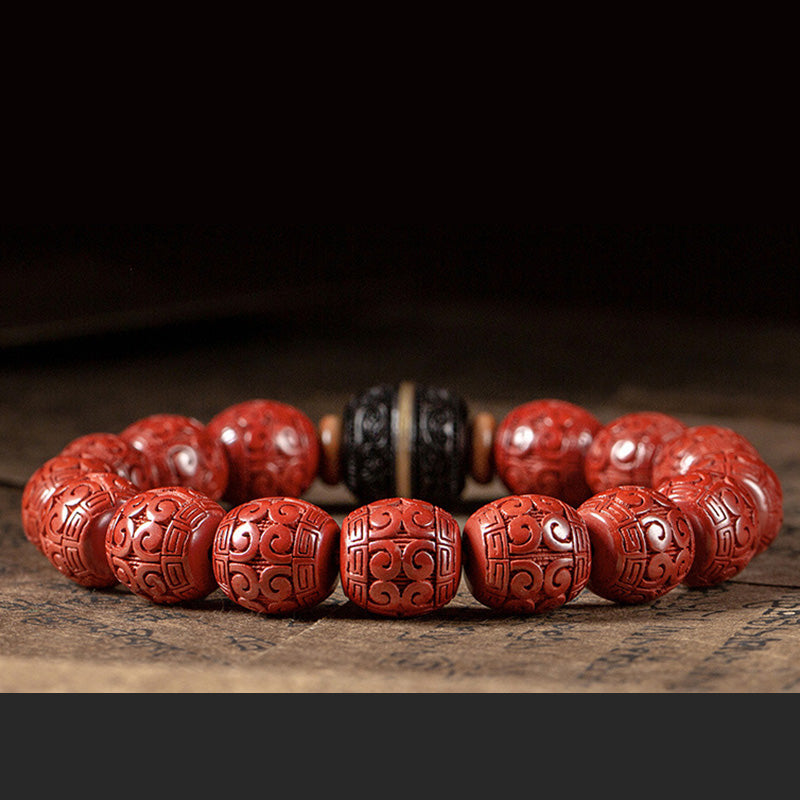 Bransoletka Buddha Stones Natural Cinnabar Ebony Calm Blessing