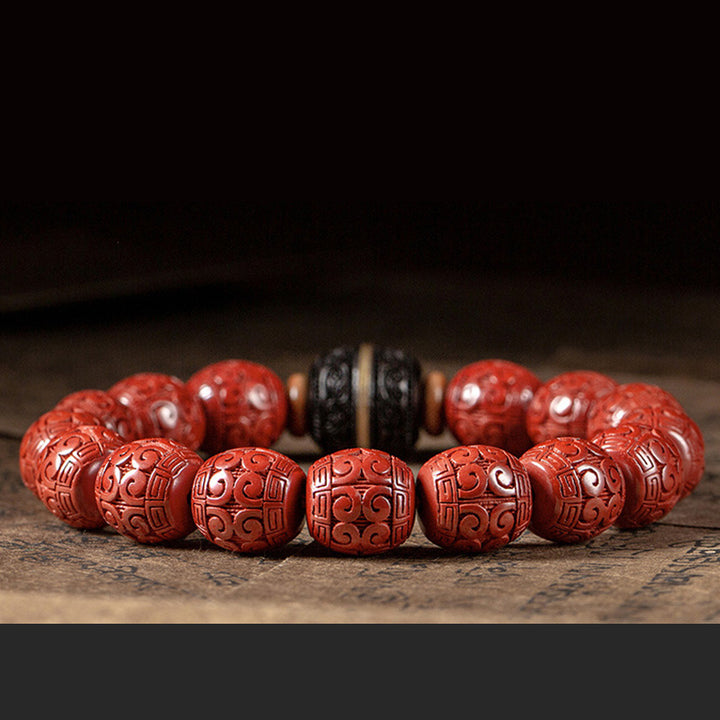 Bransoletka Buddha Stones Natural Cinnabar Ebony Calm Blessing