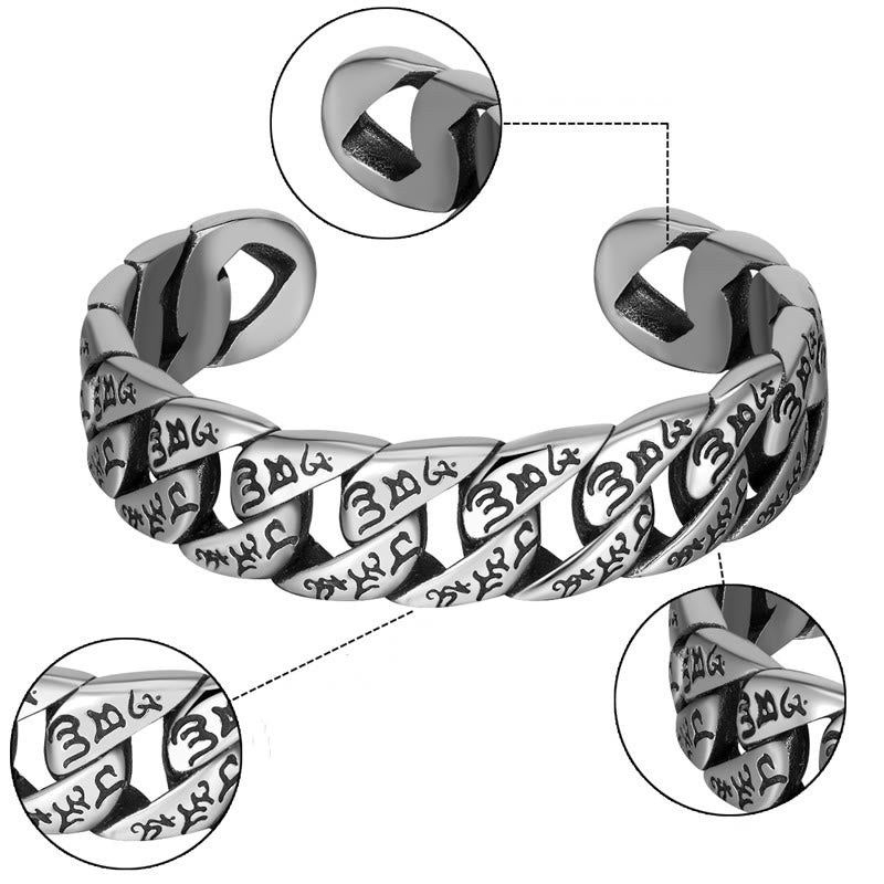 Buddha Stones Tybetańskie Om Mani Padme Hum Mantra Bransoletka ze stali tytanowej Peace Cuf