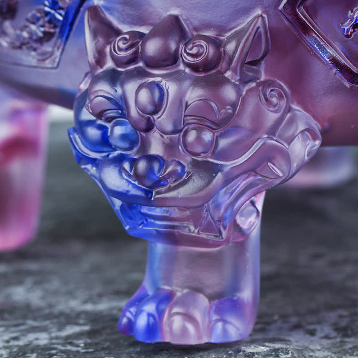 Buddha Stones Feng Shui Pomyślny Smok Ręcznie Robiony Kryształ Liuli Obrotowy Dzieło Sztuki Szczęście Dekoracja Domu i Biura