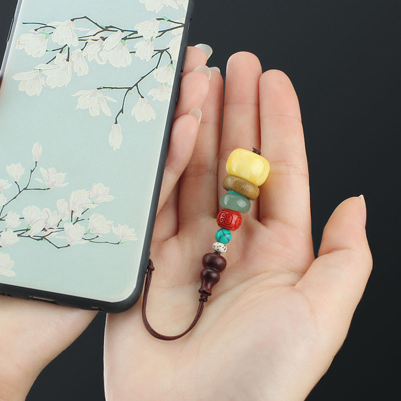 Zielony sandałowiec hebanowy tykwa siedmiowarstwowa pagoda pozytywna dekoracja telefonu wiszącego