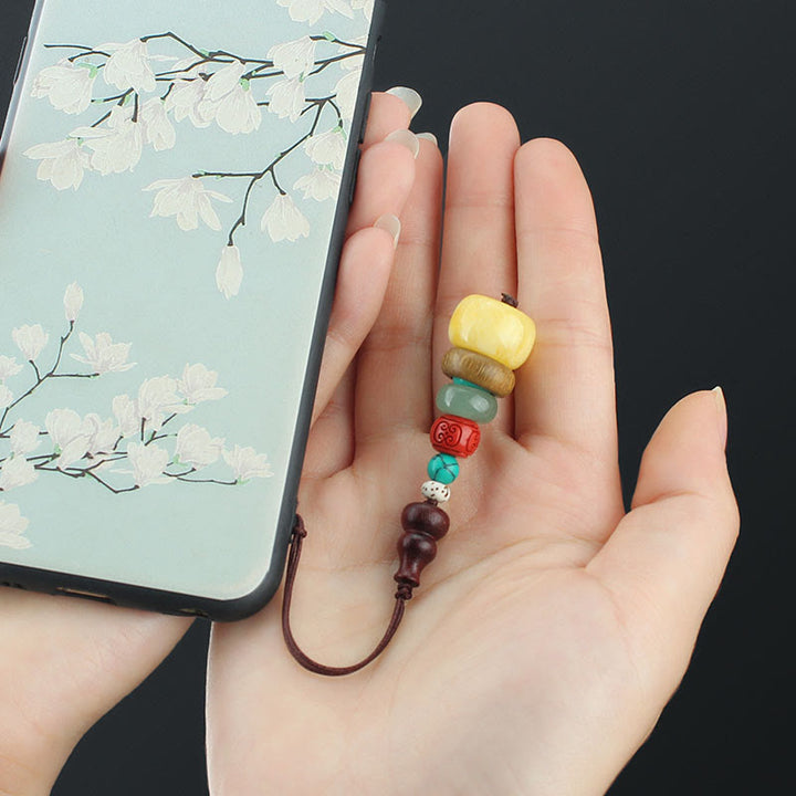 Zielony sandałowiec hebanowy tykwa siedmiowarstwowa pagoda pozytywna dekoracja telefonu wiszącego