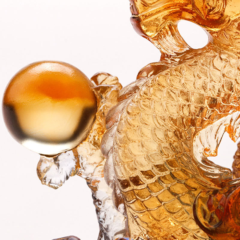 Buddha Stones Ręcznie robione Wielokolorowy Smok Liuli Kryształowe Dzieło Sztuki Ochrona Dekoracja Domu i Biura