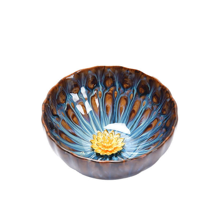 Buddha Stones Lotos Paw Smok Feniks Ryba Koi Ceramiczna filiżanka do herbaty Intarsjowane filiżanki do herbaty 120 ml