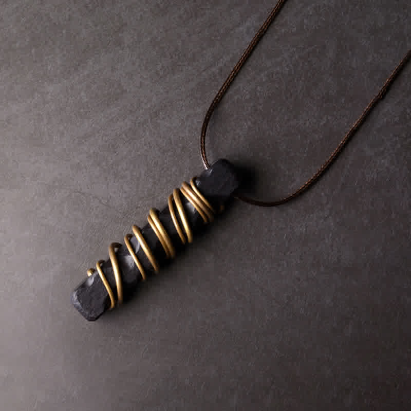 Buddha Stones Tybet Heban Drewno Miedź Równowaga Naszyjnik Pokój Wisiorek - Drewno hebanowe (równowaga ♥ spokój) - image 2