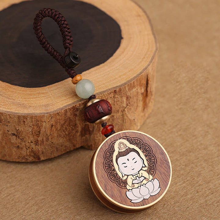 Buddha Stones Drewno hebanowe Palisander Budda Awalokiteśwara Om Mani Padme Hum Równowaga Car Key Chain Dekoracja