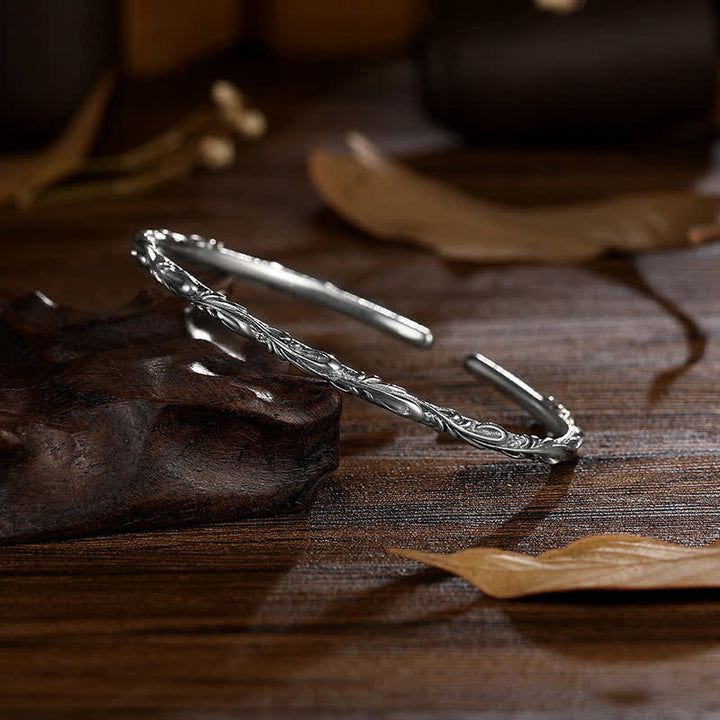 Bransoletka ochronna z Buddha Stones 925 ze srebra próby 925, ręcznie robione winorośle, grawerowane