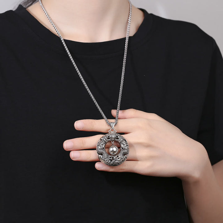 Naszyjnik z Buddha Stones Double Dragon Playing Bead z miedzianą ochroną - image 6