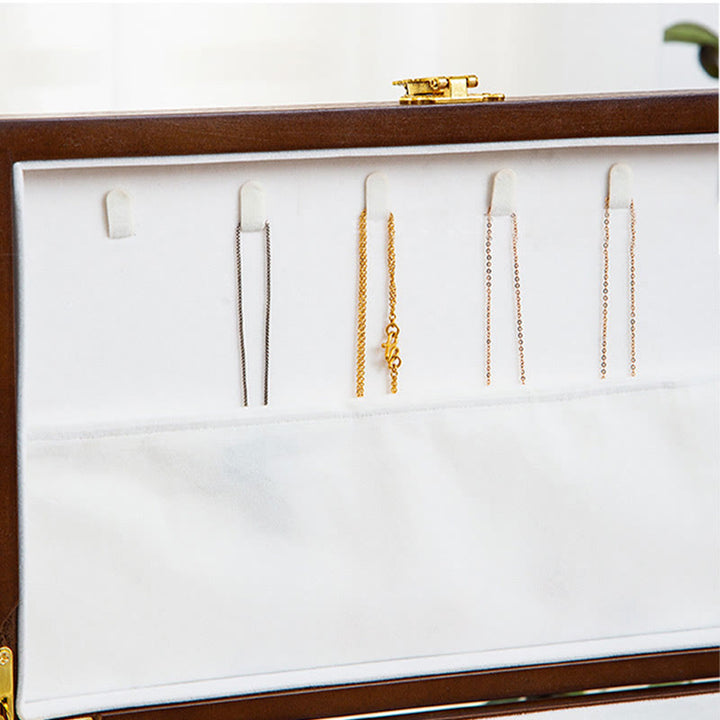 Drewniane pudełko na biżuterię w stylu retro z Buddha Stones, trójwarstwowe pudełko do przechowywania biżuterii