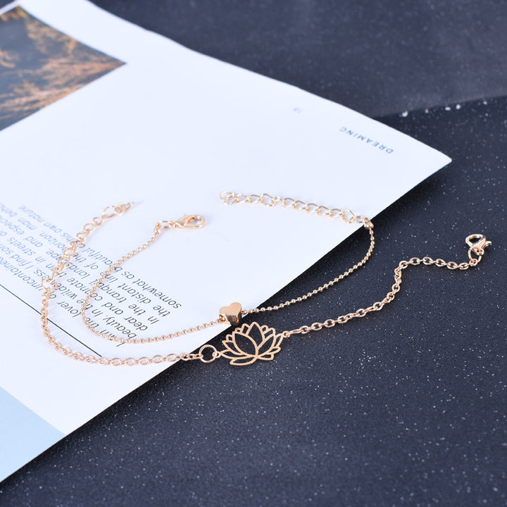 Buddha Stones 2szt. Kwiat Lotosu Miłość Serce Bransoletka Oświecenia